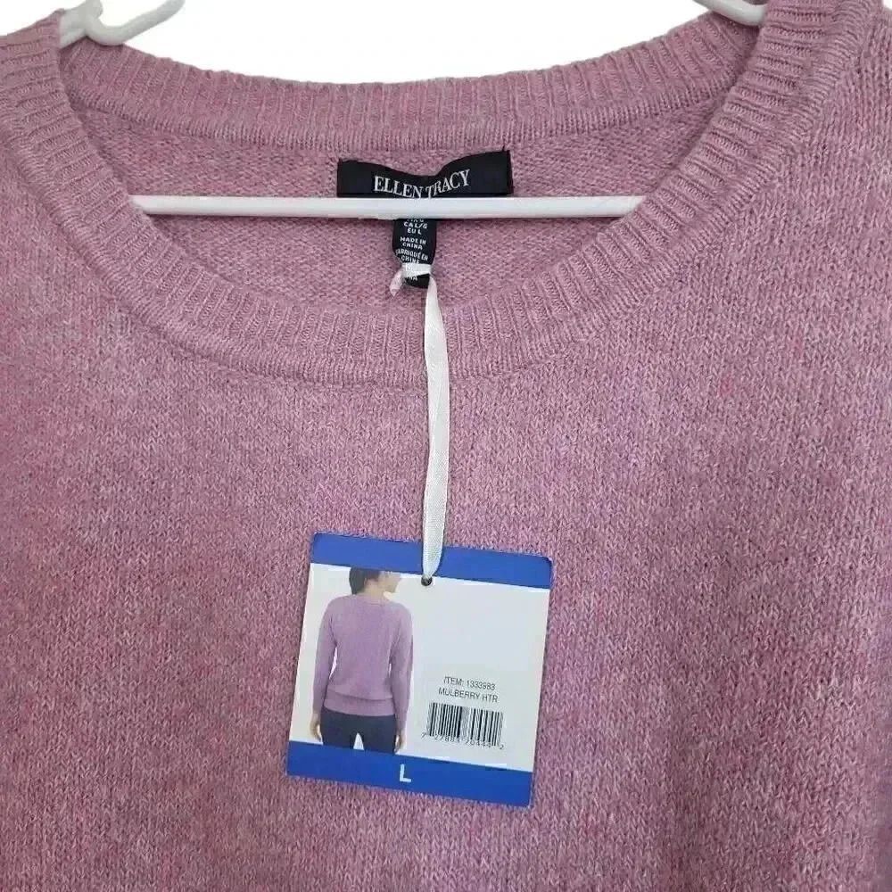 Ellen Tracy Women's Mulberry Heather Poly/Nylon/Spandex Crewneck Sweater NEW - Picture 10 of 12